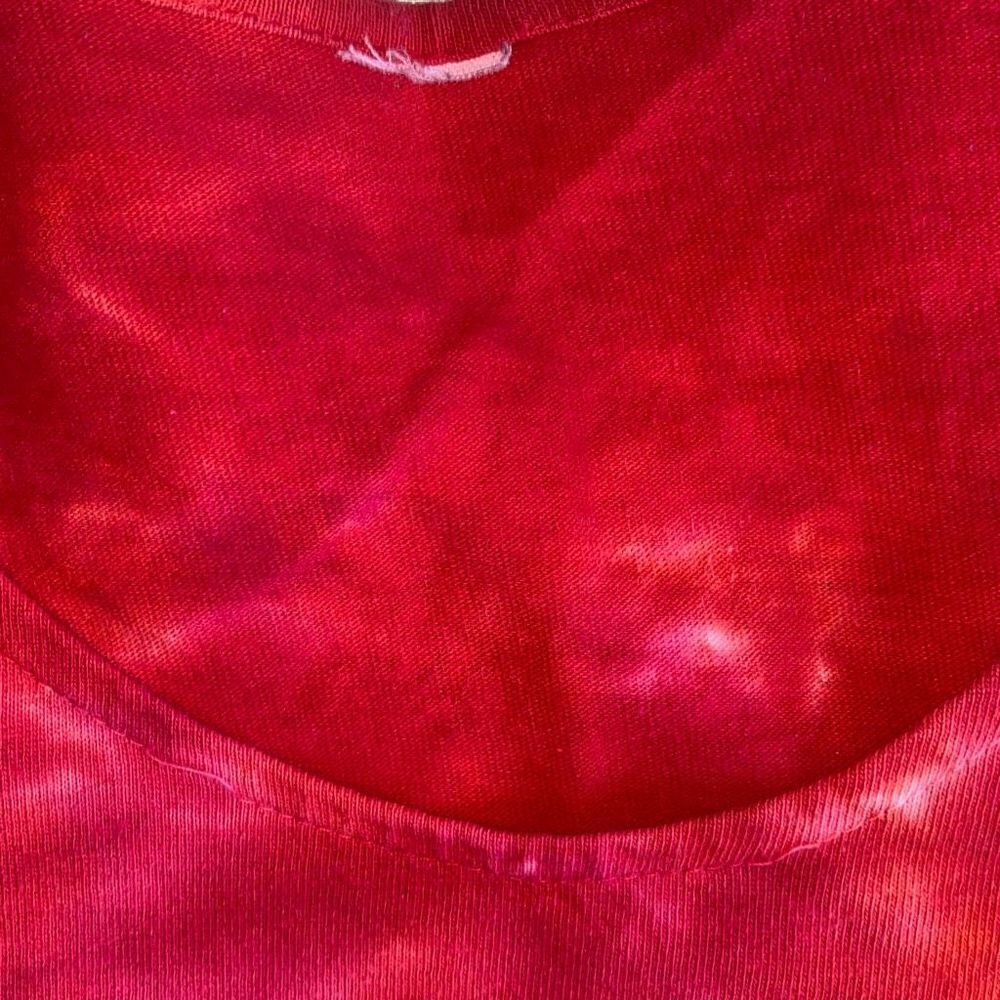 Cotton T-Shirt Dress With Pockets- Handmade Tie-dye- Shades Of Red-GUC- Medium - Picture 4 of 5